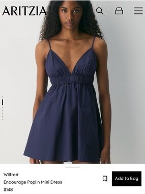Wilfred Navy Poplin Mini Dress